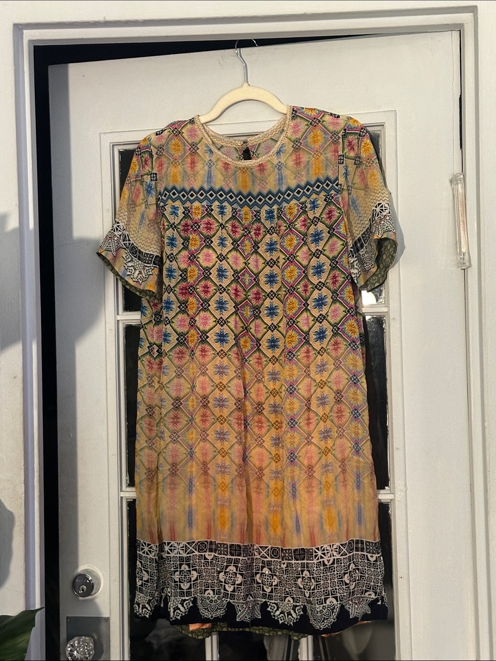 Tanvi Kedia Embroidered Short Sleeve dress- Multicolor